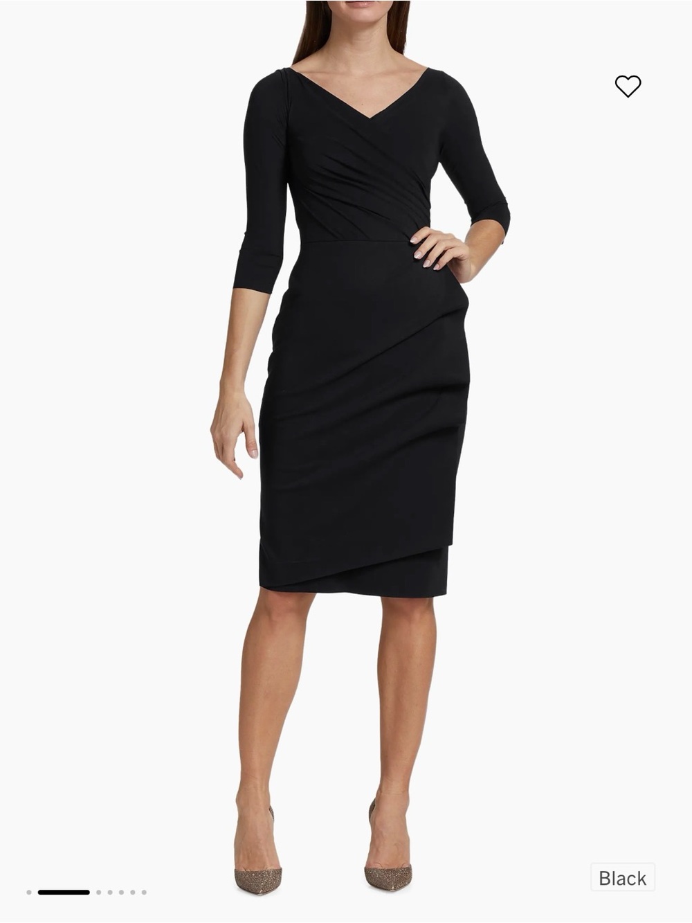 Chiara Boni Florian Ruched Surplice-neck Midi Dress, Size 40, US 4, Color Black